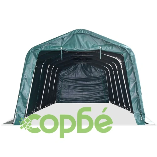 Мобилен навес за животни PVC 550 г/м² 3,3x9,6 м тъмнозелен ➤ топ цена ➤ sorbe.bg