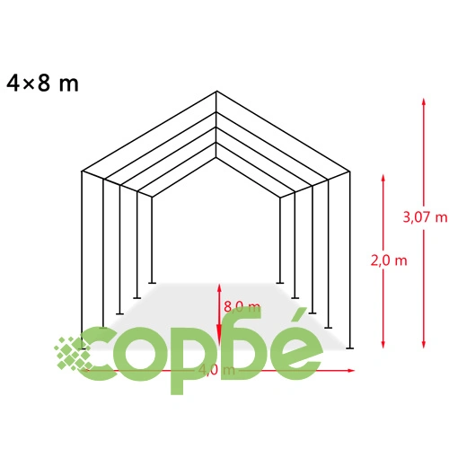 Палатка за съхранение PVC 550 г/м² 4x8 м бяла ➤ топ цена ➤ sorbe.bg