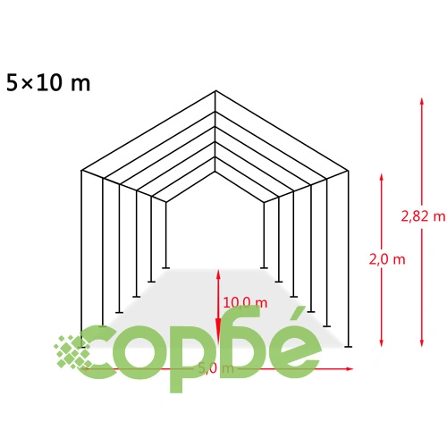 Палатка за съхранение PVC 550 г/м² 5x10 м бяла ➤ топ цена ➤ sorbe.bg