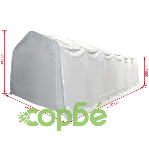 Палатка за съхранение PVC 550 г/м² 6x12 м бяла ➤ топ цена ➤ sorbe.bg
