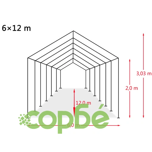 Палатка за съхранение PVC 550 г/м² 6x12 м бяла ➤ топ цена ➤ sorbe.bg