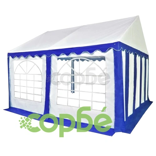 Градинска шатра, PVC, 4x4 м, бяло и синьо ➤ топ цена ➤ sorbe.bg