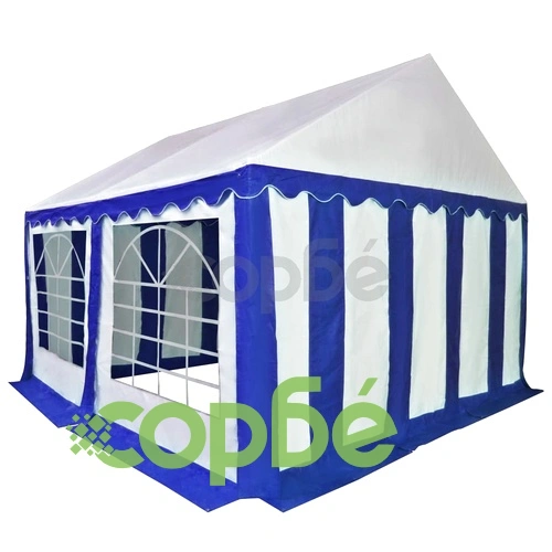 Градинска шатра, PVC, 4x4 м, бяло и синьо ➤ топ цена ➤ sorbe.bg