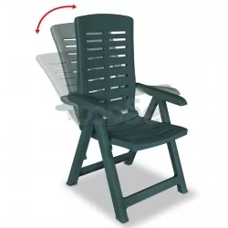 Накланящи се градински столове, 4 бр, пластмаса, зелени