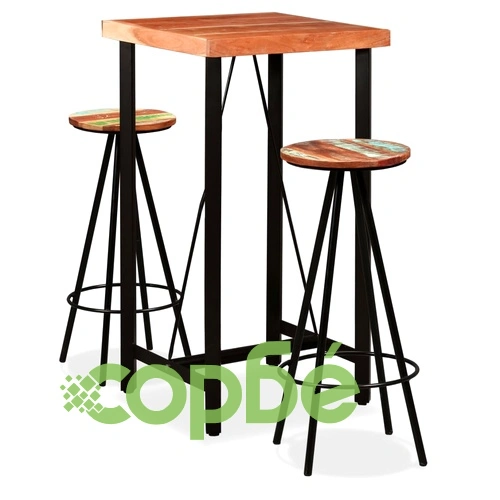 Бар комплект, 3 части, акациево и регенерирано дърво масив ➤ топ цена ➤ sorbe.bg