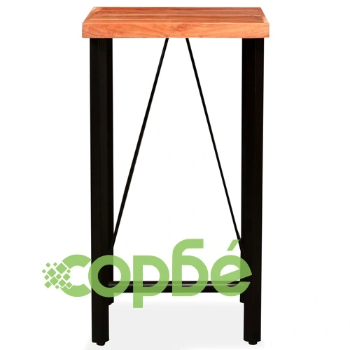 Бар комплект, 3 части, акация масив, естествена кожа и канава ➤ топ цена ➤ sorbe.bg