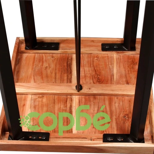 Бар комплект, 3 части, акация масив, естествена кожа и канава ➤ топ цена ➤ sorbe.bg