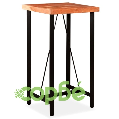 Бар комплект, 3 части, акация масив, естествена кожа и канава ➤ топ цена ➤ sorbe.bg