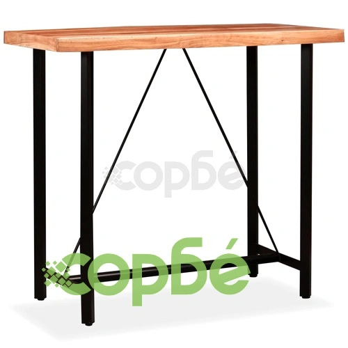 Бар комплект, 5 части, акациево дърво масив и естествена кожа ➤ топ цена ➤ sorbe.bg