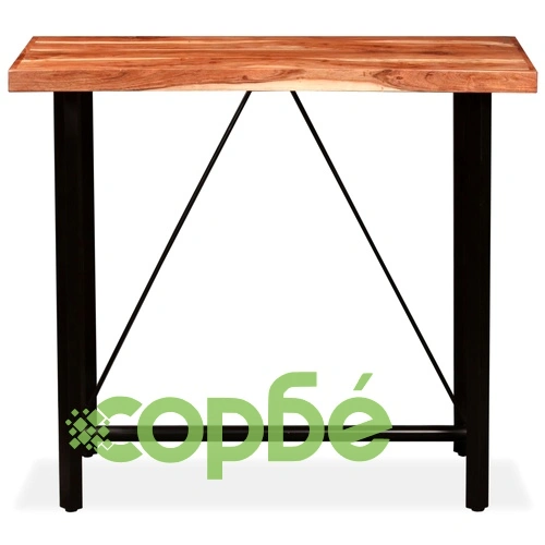 Бар комплект, 5 части, акация масив, естествена кожа и канава ➤ топ цена ➤ sorbe.bg