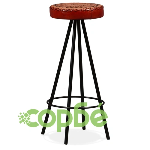 Бар комплект, 5 части, акация масив, естествена кожа и канава ➤ топ цена ➤ sorbe.bg