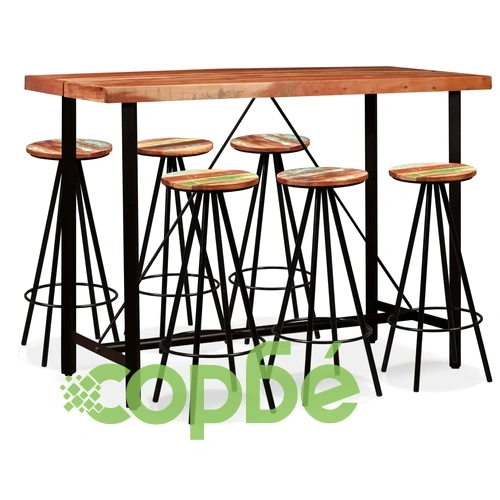 Бар комплект, 7 части, акациево и регенерирано дърво масив ➤ топ цена ➤ sorbe.bg