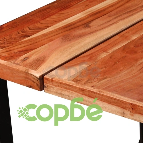 Бар комплект, 9 части, акациево дърво масив и естествена кожа ➤ топ цена ➤ sorbe.bg