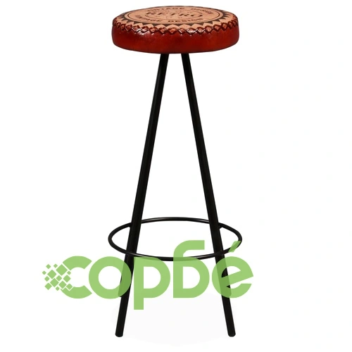 Бар комплект, 9 части, акация масив, естествена кожа и канава ➤ топ цена ➤ sorbe.bg