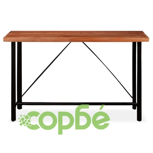 Бар комплект, 9 части, акация масив, естествена кожа и канава ➤ топ цена ➤ sorbe.bg