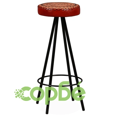 Бар комплект, 9 части, акация масив, естествена кожа и канава ➤ топ цена ➤ sorbe.bg