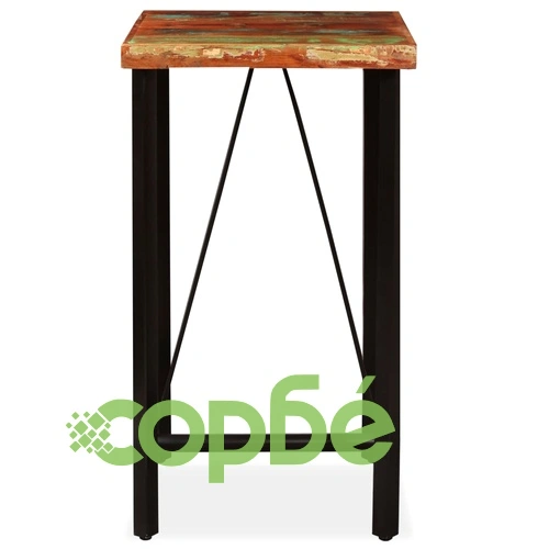 Бар комплект, 3 части, регенерирано дърво масив естествена кожа ➤ топ цена ➤ sorbe.bg