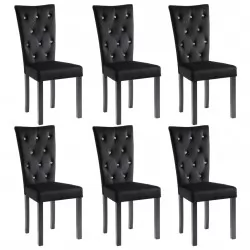 Трапезни столове, 6 бр, черни, кадифе