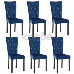 Трапезни столове, 6 бр, тъмносини, кадифе