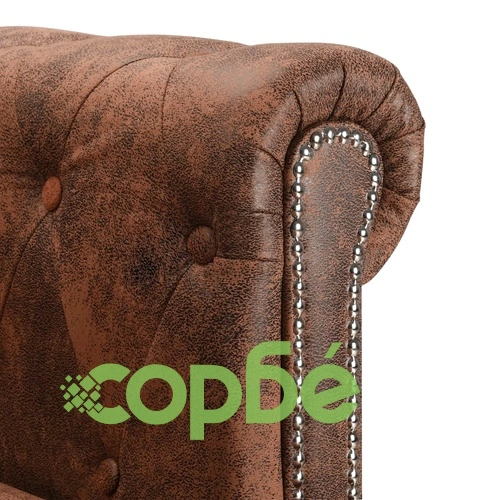 Г-образен Честърфийлд диван изкуствен велур кафяв ➤ топ цена ➤ sorbe.bg