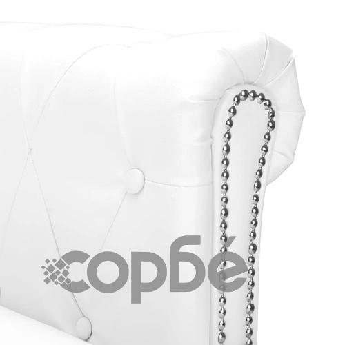 Г-образен Честърфийлд диван изкуствена кожа бял ➤ топ цена ➤ sorbe.bg