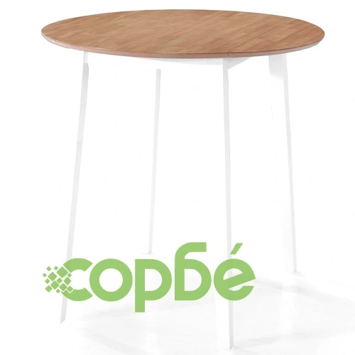 Комплект бар маса и столове 5 части дърво масив естествен и бял ➤ топ цена ➤ sorbe.bg