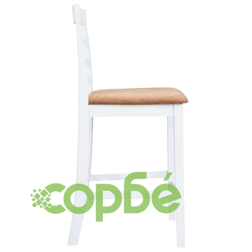 Комплект бар маса и столове 5 части дърво масив естествен и бял ➤ топ цена ➤ sorbe.bg