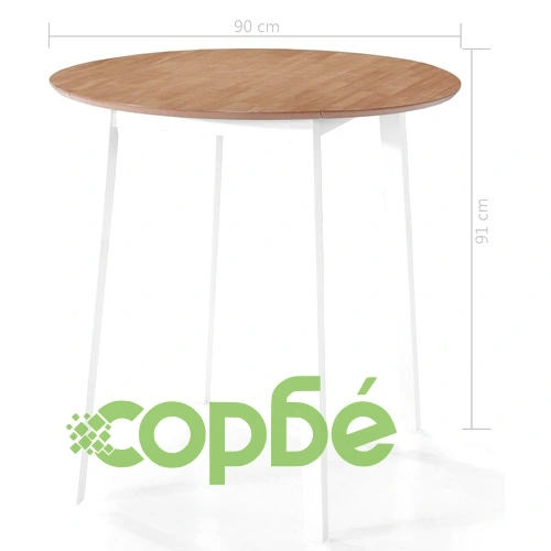 Комплект бар маса и столове 5 части дърво масив естествен и бял ➤ топ цена ➤ sorbe.bg