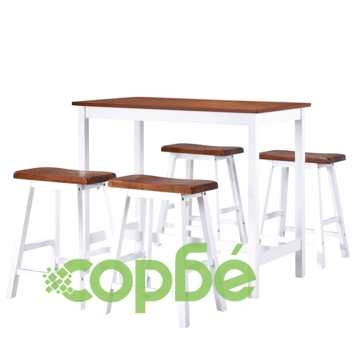 Бар маса и столове, 5 части, дървен масив ➤ топ цена ➤ sorbe.bg