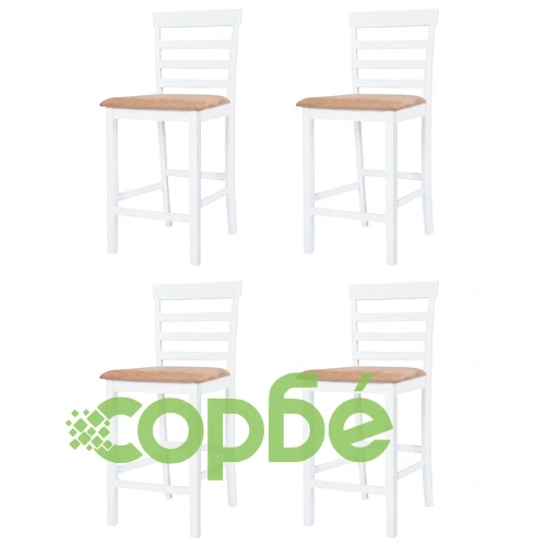 Комплект бар маса и столове, 5 части, дървен масив, кафяв и бял ➤ топ цена ➤ sorbe.bg