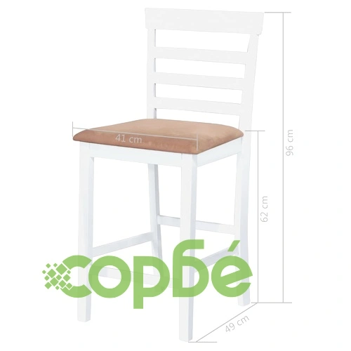 Комплект бар маса и столове, 5 части, дървен масив, кафяв и бял ➤ топ цена ➤ sorbe.bg