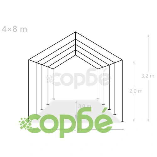 Шатра за съхранение, PE, 4x8 м, бяла  ➤ топ цена ➤ sorbe.bg