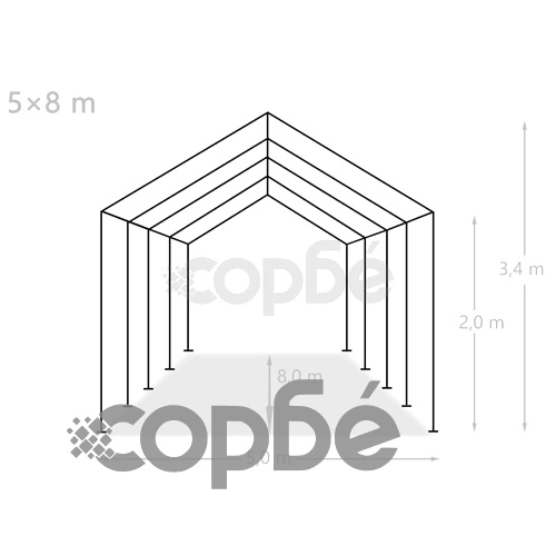 Шатра за партита, PE, 5х8 м, бяла ➤ топ цена ➤ sorbe.bg