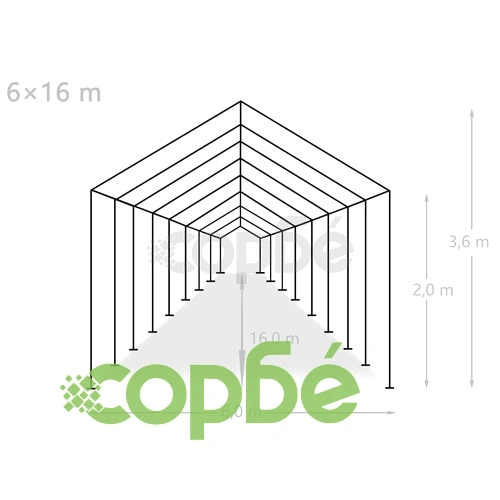 Шатра за партита, PE, 6х16 м, бяла ➤ топ цена ➤ sorbe.bg