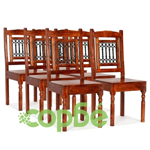Трапезни столове, 6 бр, масивно дърво, класически ➤ топ цена ➤ sorbe.bg