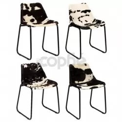 Трапезни столове, 4 бр, естествена козя кожа 
