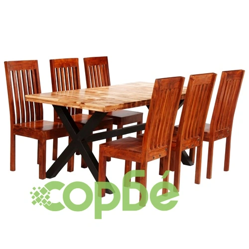 Комплект трапезна маса от 7 части, акация и манго масив ➤ топ цена ➤ sorbe.bg