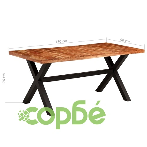 Комплект трапезна маса от 7 части, акация и манго масив ➤ топ цена ➤ sorbe.bg