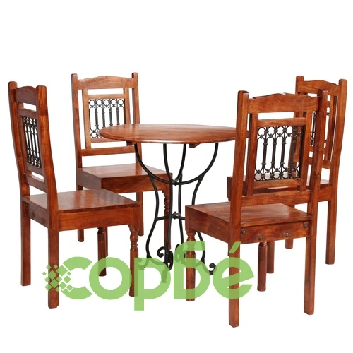 Комплект трапезна маса от 5 части масивно акациево дърво ➤ топ цена ➤ sorbe.bg
