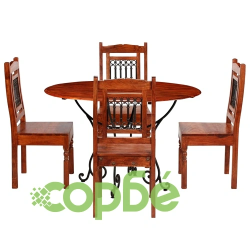 Комплект трапезна маса от 5 части масивно акациево дърво ➤ топ цена ➤ sorbe.bg