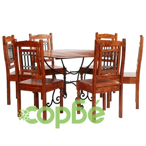 Комплект трапезна маса 7 части масивно акациево дърво ➤ топ цена ➤ sorbe.bg
