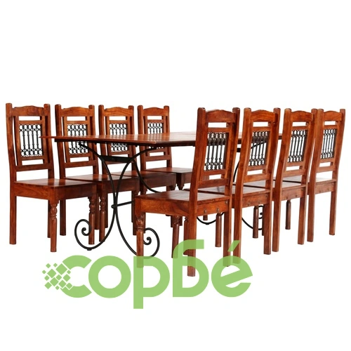 Комплект трапезна маса 9 части масивно акациево дърво ➤ топ цена ➤ sorbe.bg