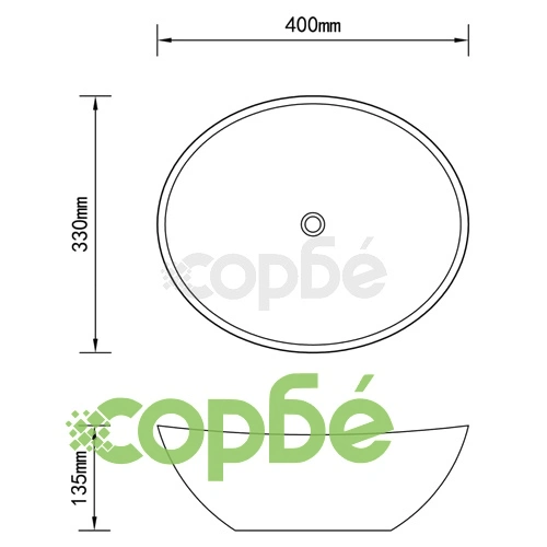 Керамична мивка, 40x33 см, овална, бяла ➤ топ цена ➤ sorbe.bg