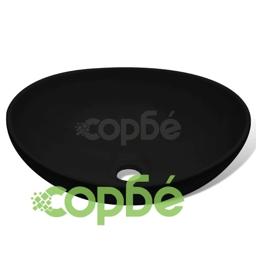 Керамична мивка, 40x33 см, овална, черна ➤ топ цена ➤ sorbe.bg