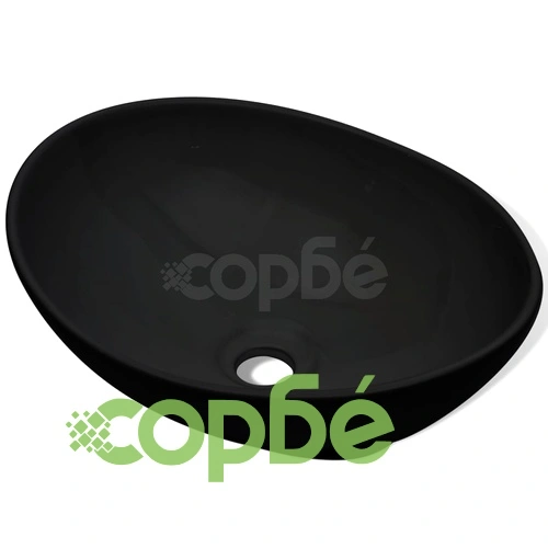 Керамична мивка, 40x33 см, овална, черна ➤ топ цена ➤ sorbe.bg