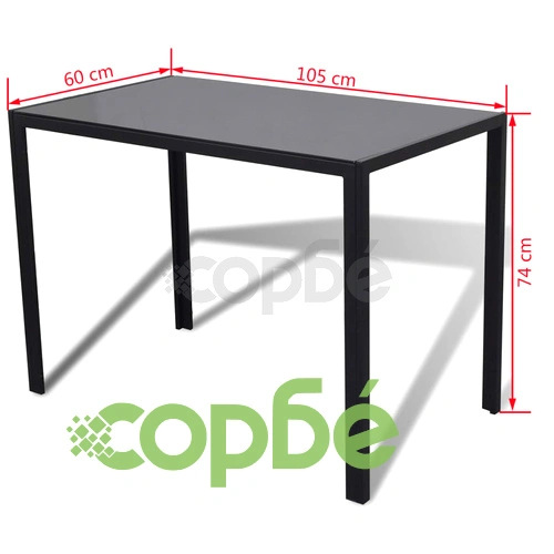 Трапезен комплект, 5 части, изкуствена кожа, черно и бяло ➤ топ цена ➤ sorbe.bg