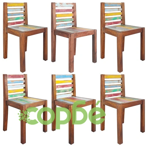 Трапезни столове, 6 бр, регенерирано масивно дърво от лодки ➤ топ цена ➤ sorbe.bg