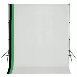 Комплект за фото студио 3 памучни фона регулируема рамка 3х3 м