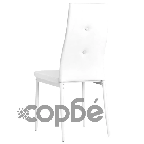 Трапезни столове, 6 бр, бели, изкуствена кожа ➤ топ цена ➤ sorbe.bg
