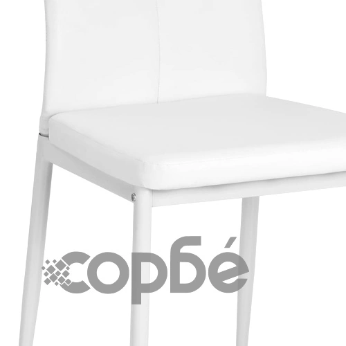 Трапезни столове, 6 бр, бели, изкуствена кожа ➤ топ цена ➤ sorbe.bg